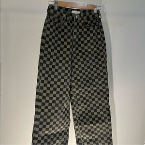 Oak and fort checkered high waited straight leg pants